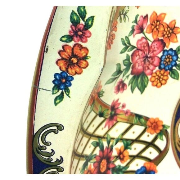 Daher England Serving Fruit Bowl Decorated Ware Tin Floral Gold Vintage 1971 - Picture 5 of 9